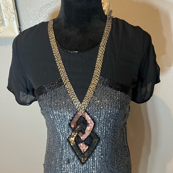 French Connection Black gray and gold sequin dress - Picture 11 of 13